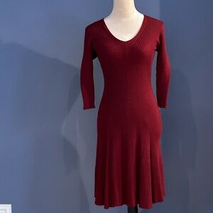 NWT Size Small Worthington Deep Red 3/4 Sleeve Knit Dress